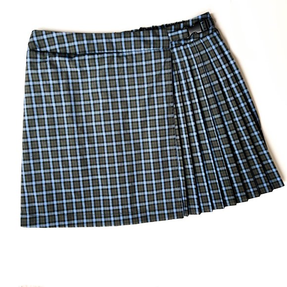 target pleated wrap mini skirt w/buckle detail & elastic waist size M - Picture 4 of 8